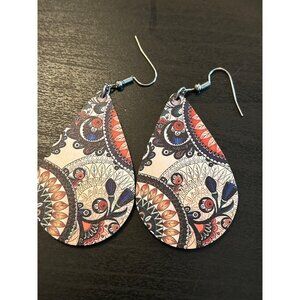 Bohemian Teardrop Earrings  Colorful Paisley Pattern Women's Fashion Jewelry 2"